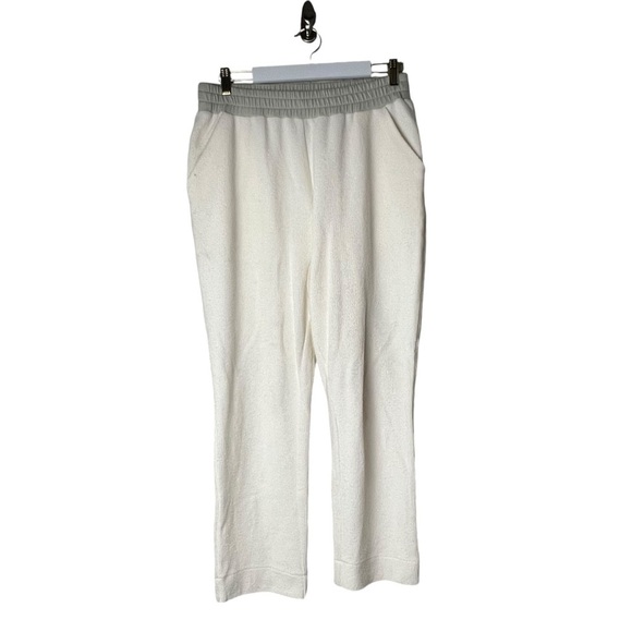 Varley Women Finley Track Pants SZ L Ivory Casual PullOn Jersey Knit Terry Cloth - Picture 10 of 11